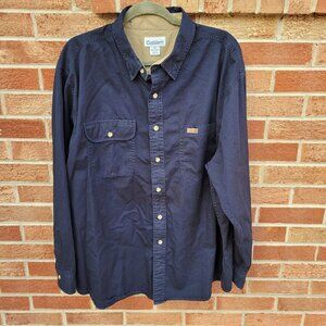 Carhartt Button Down Shirt Men's Size XL 100% Cotton Navy Blue